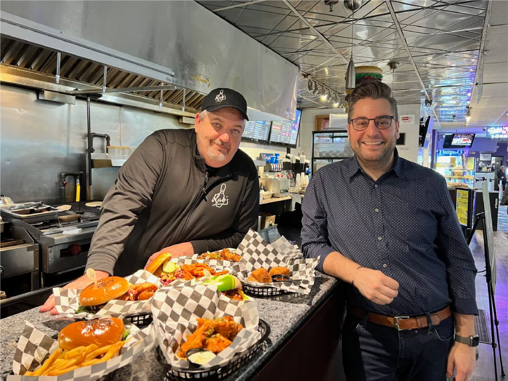 Chef Joe poses at Rab's Kitchen with Proprietor Frank Wilkinson